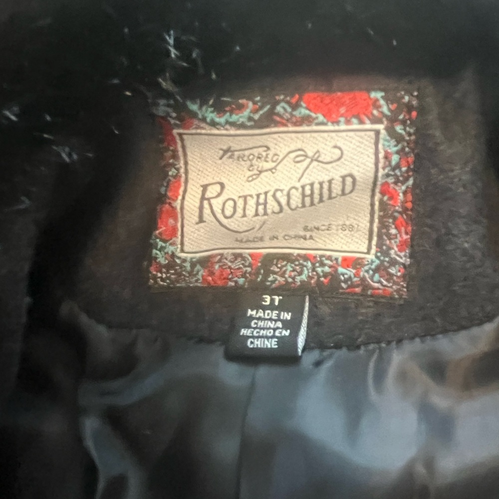 LAST CALL Rothschild Dark Gray Wool Blend Pleated Coat Girls 3 Faux Fur Collar - Picture 7 of 9